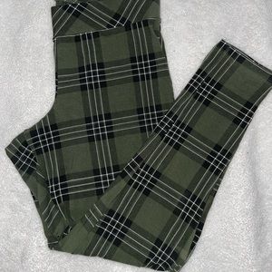 Olive plaid leggings